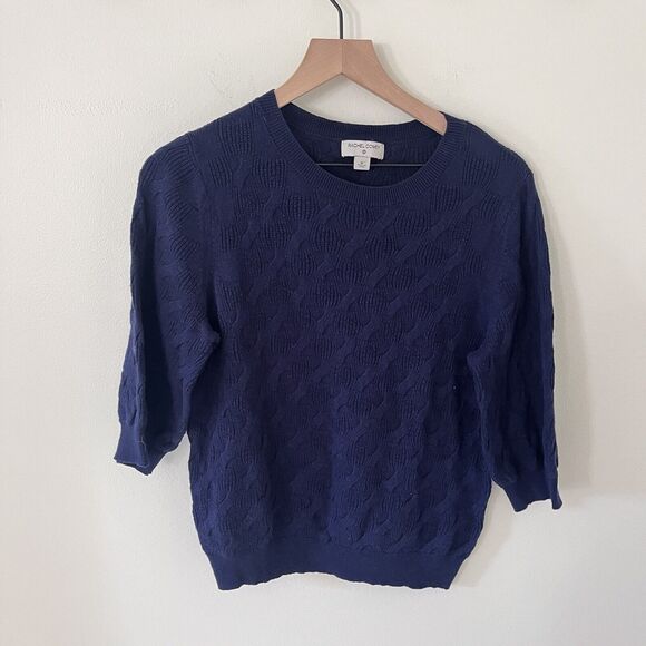 RACHEL COMEY Navy Pullover Sweater Cotton Wool Mix 3/4 Sleeve Medium - Picture 1 of 5